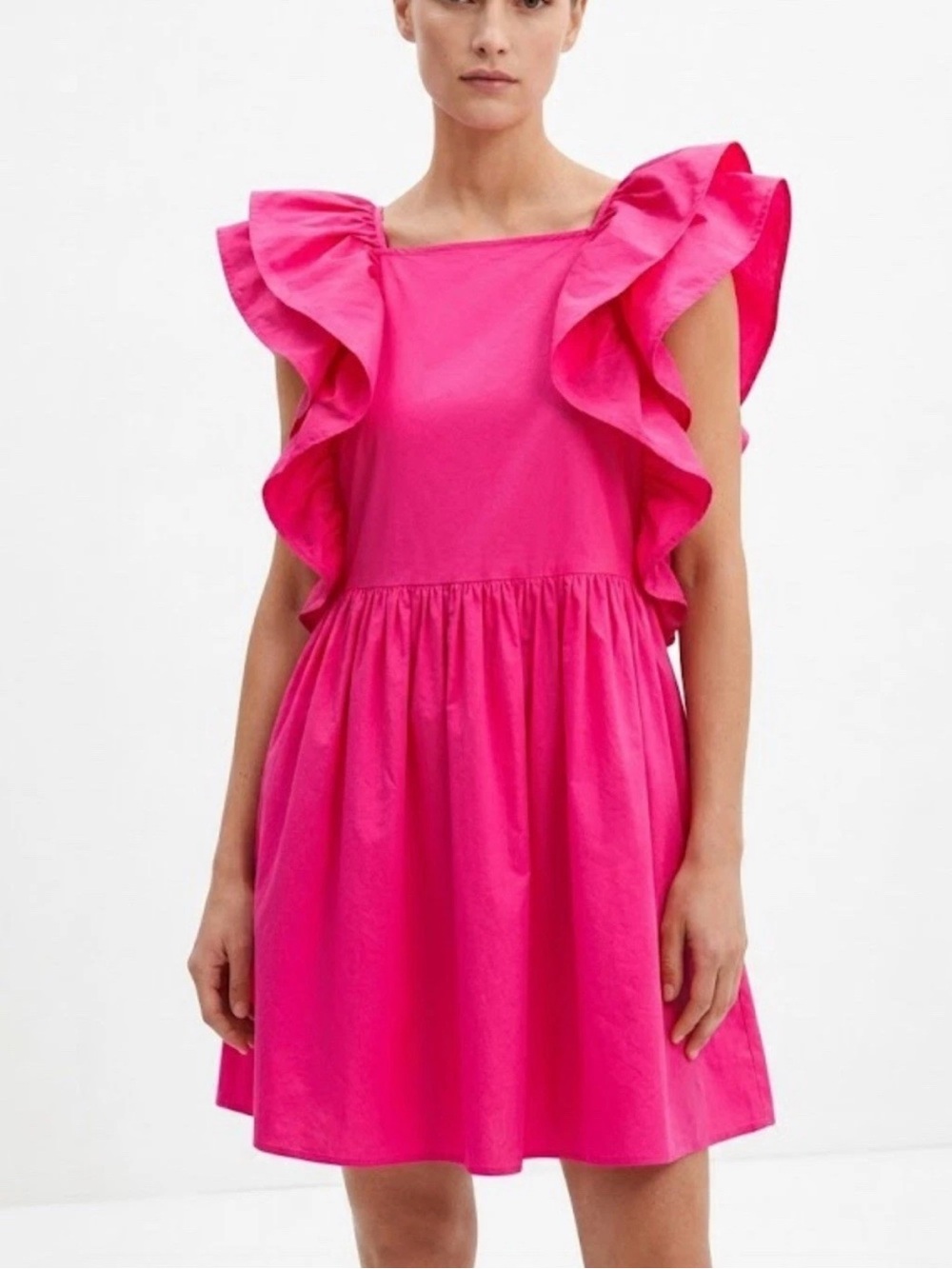 KARLIE Ruffle Mini Dress Hot Pink - S